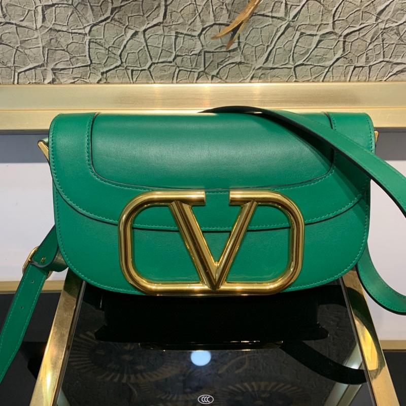 Valentino Shoulder Tote Bags VA1011 Plain Gold Button Green